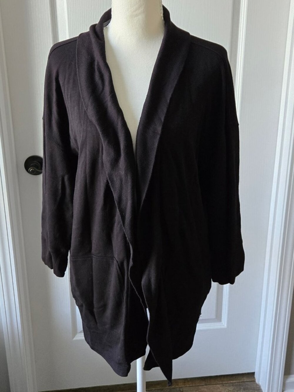 Calvin Klein Black Open-Front Sweatshirt Cardigan - M